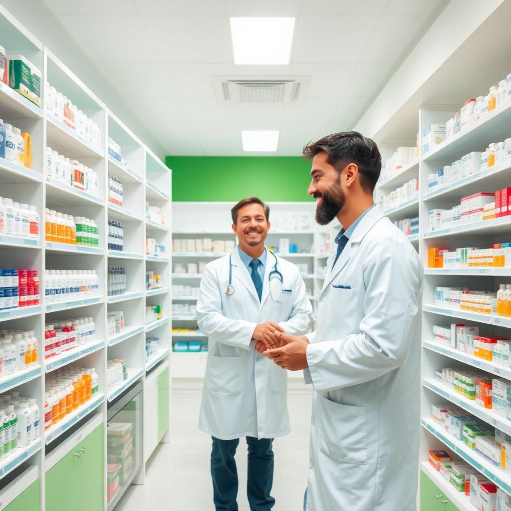 Farmácia moderna e organizada com atendimento farmacêutico